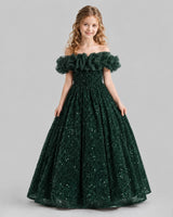 Blush Pink Ball Gown Girls Pageant Dresses Front