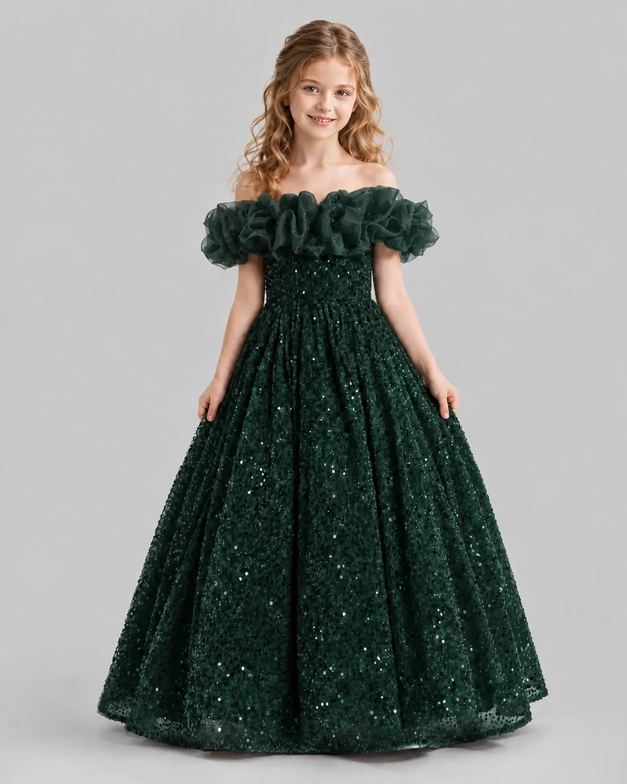 Blush Pink Ball Gown Girls Pageant Dresses Front