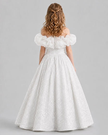 Ivory Ball Gown Girls Pageant Dresses Back