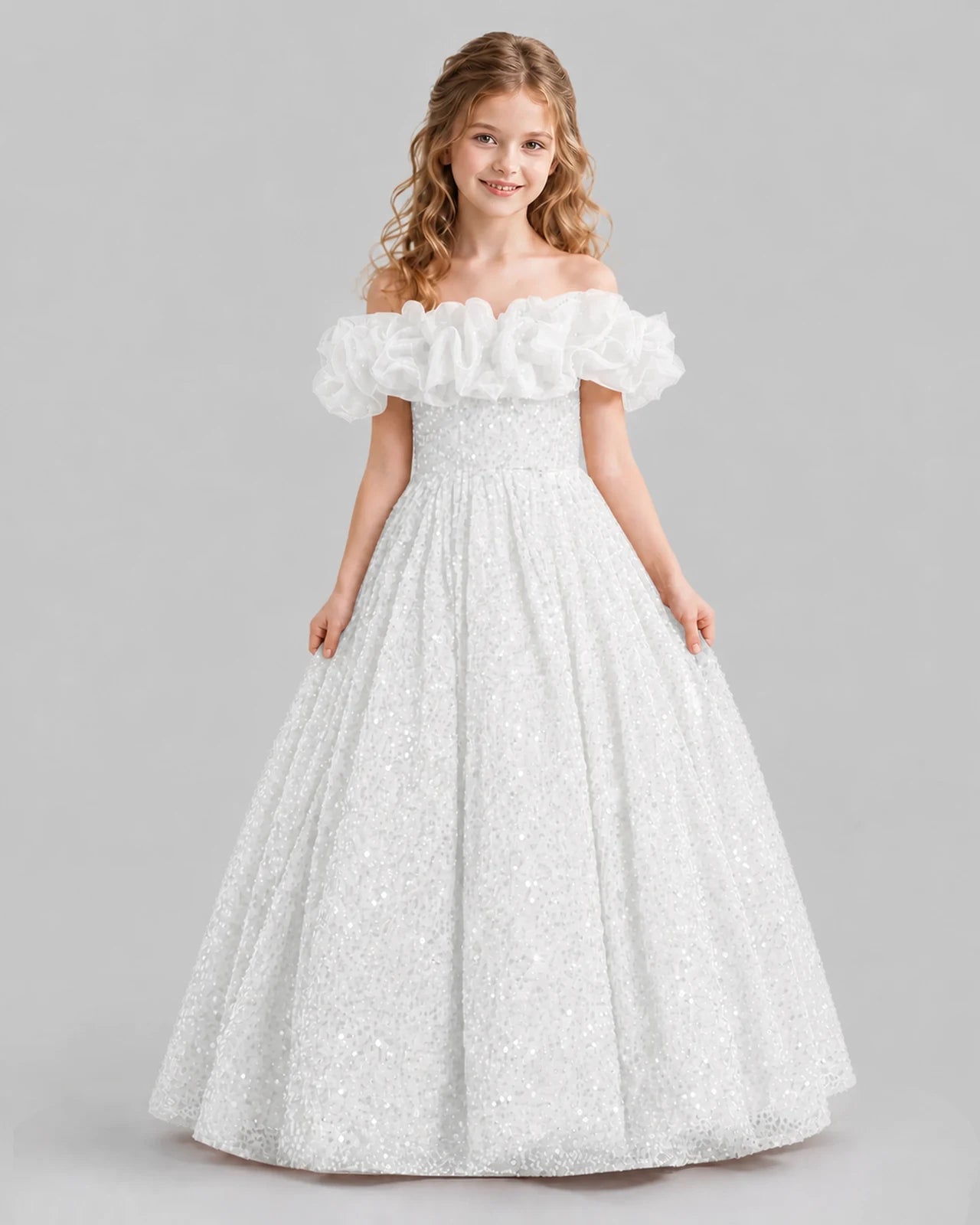 Ivory Ball Gown Girls Pageant Dresses Front