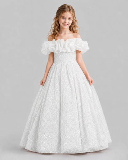 Ivory Ball Gown Girls Pageant Dresses Front