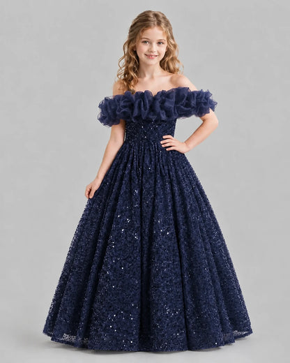 Burgundy Ball Gown Girls Pageant Dresses Pose