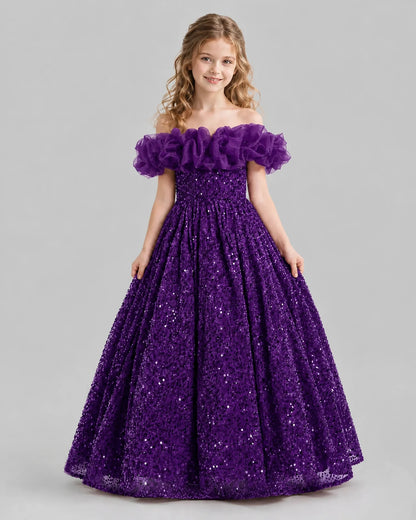 Ivory Ball Gown Girls Pageant Dresses Front