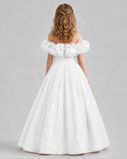 Burgundy Ball Gown Girls Pageant Dresses Back