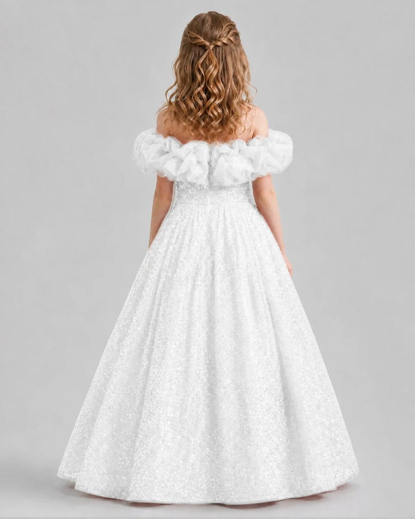Burgundy Ball Gown Girls Pageant Dresses Back