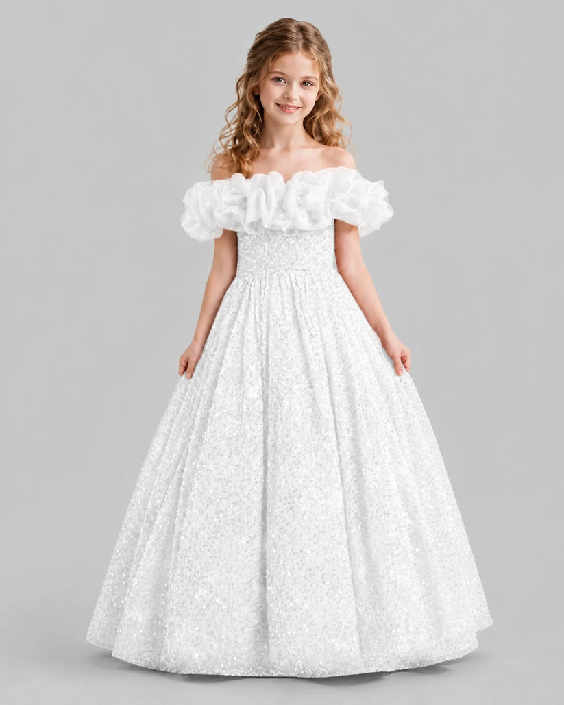 Burgundy Ball Gown Girls Pageant Dresses Front