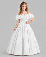 Burgundy Ball Gown Girls Pageant Dresses Pose