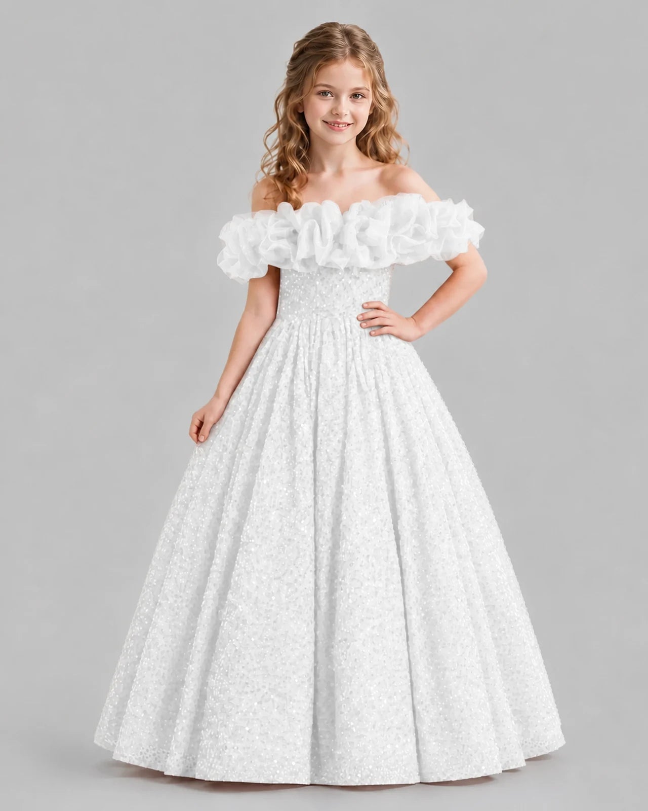 Burgundy Ball Gown Girls Pageant Dresses Pose