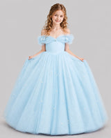 Baby Blue Ball Gown Girls Pageant Dresses Pose