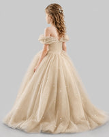 Champagne Ball Gown Girls Pageant Dresses Back