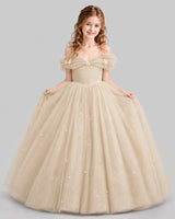 Champagne Ball Gown Girls Pageant Dresses Pose