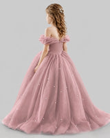 Dusty Rose Ball Gown Girls Pageant Dresses Back