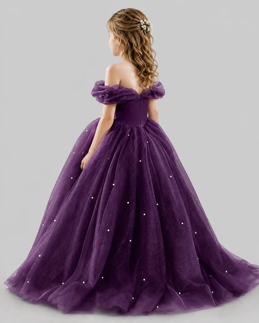 Grape Ball Gown Girls Pageant Dresses Back