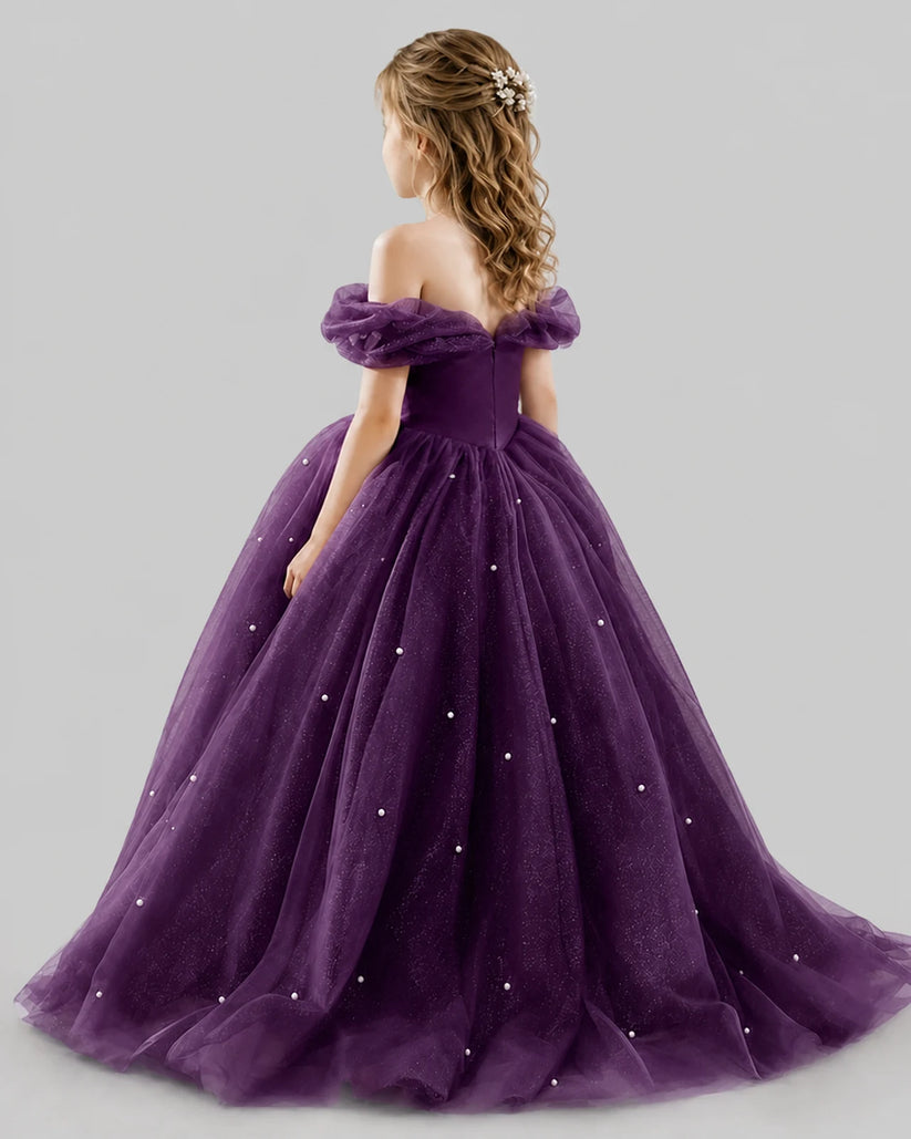 Grape Ball Gown Girls Pageant Dresses Back