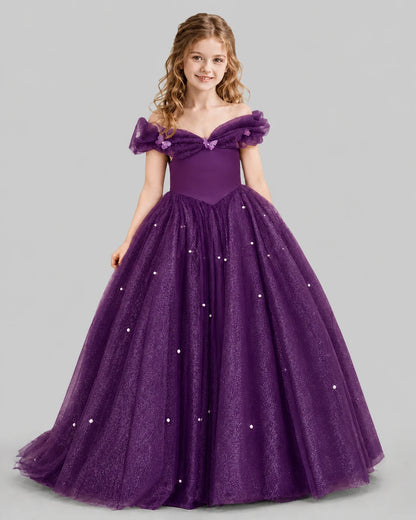 Grape Ball Gown Girls Pageant Dresses Front
