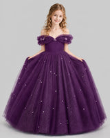 Grape Ball Gown Girls Pageant Dresses Pose