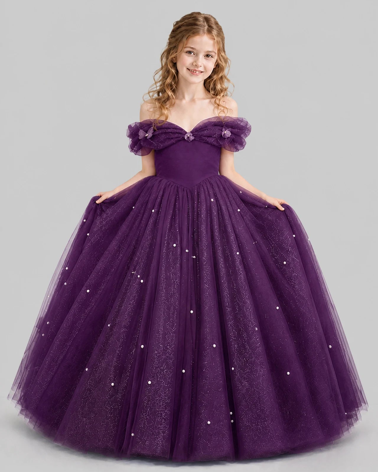 Grape Ball Gown Girls Pageant Dresses Pose