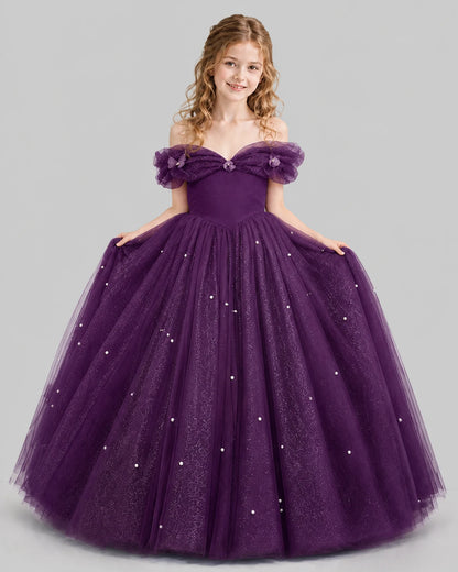 Grape Ball Gown Girls Pageant Dresses Pose