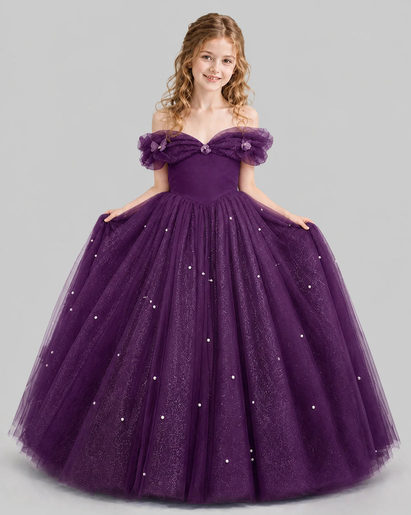 Grape Ball Gown Girls Pageant Dresses Pose