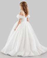 Ivory Ball Gown Girls Pageant Dresses Back
