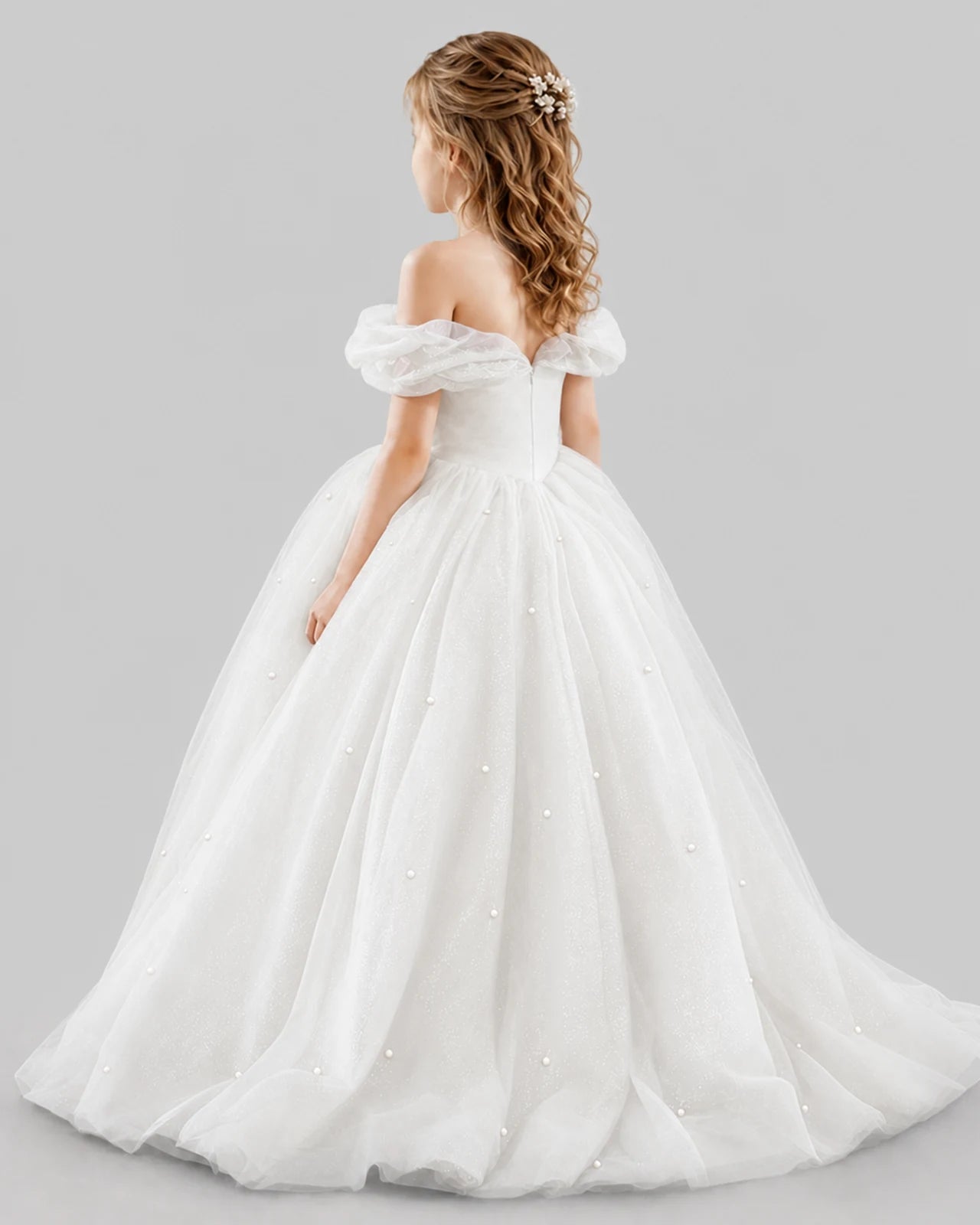 Ivory Ball Gown Girls Pageant Dresses Back