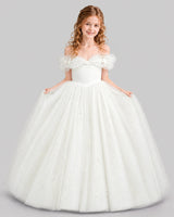 Ivory Ball Gown Girls Pageant Dresses Pose