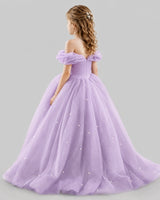 Lilac Ball Gown Girls Pageant Dresses Back