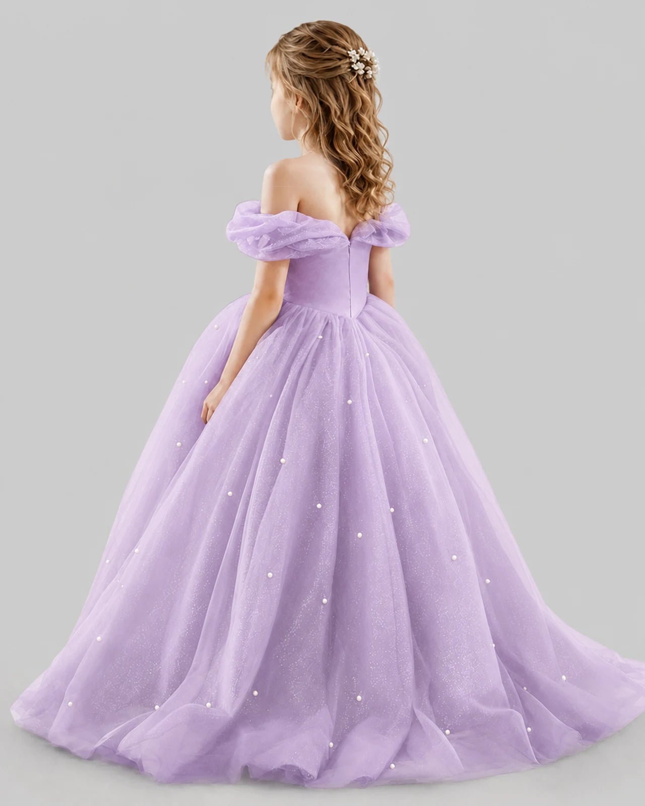 Lilac Ball Gown Girls Pageant Dresses Back