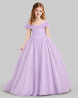 Lilac Ball Gown Girls Pageant Dresses Front