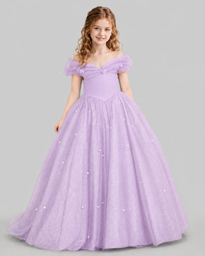 Lilac Ball Gown Girls Pageant Dresses Front