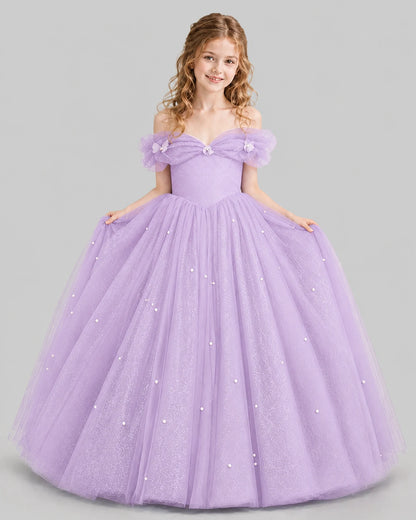 Lilac Ball Gown Girls Pageant Dresses Pose