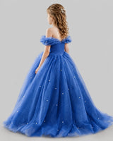 Royal Blue Ball Gown Girls Pageant Dresses Back
