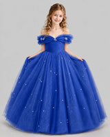 Royal Blue Ball Gown Girls Pageant Dresses Pose