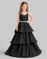 Black Ball Gown Girls Pageant Dresses Front