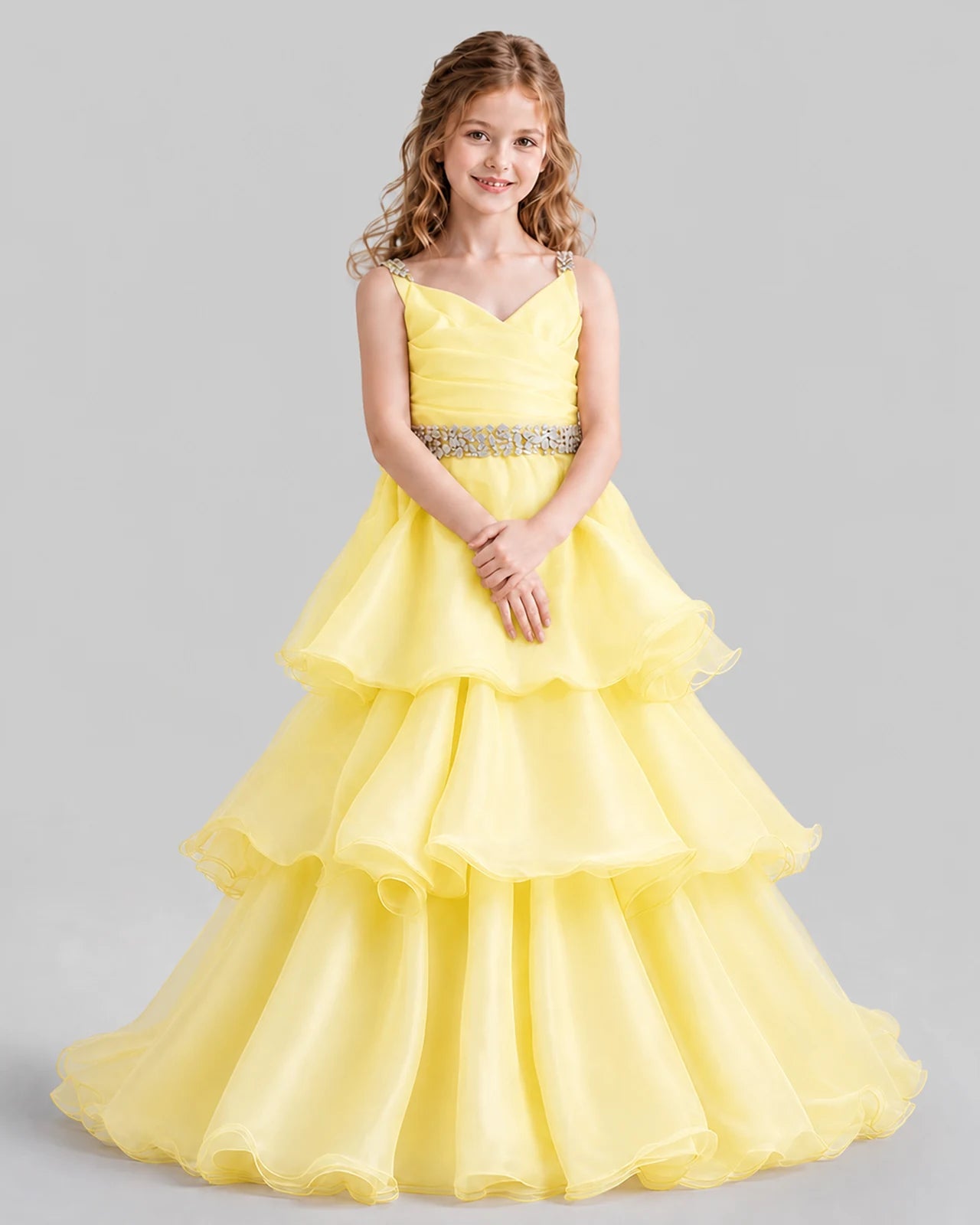 Daffodil Ball Gown Girls Pageant Dresses Pose