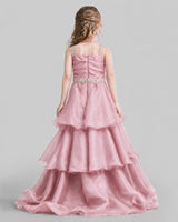 Dusty Rose Ball Gown Girls Pageant Dresses Back