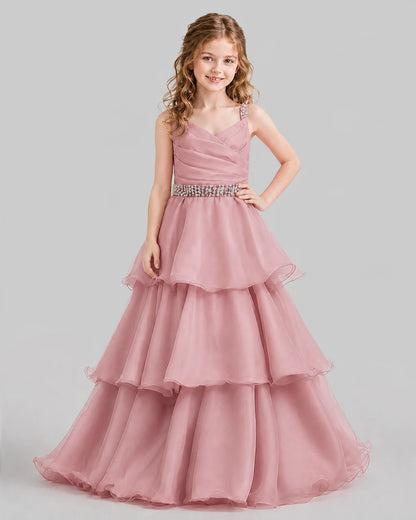 Dusty Rose Ball Gown Girls Pageant Dresses Front
