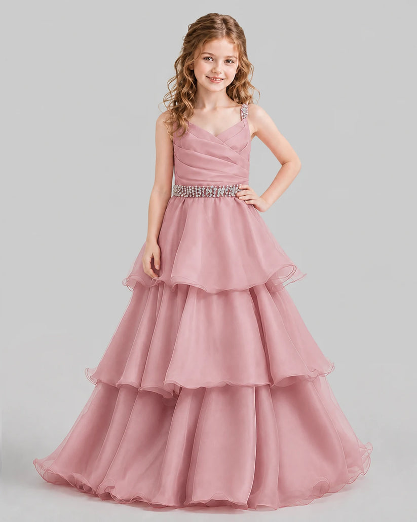 Dusty Rose Ball Gown Girls Pageant Dresses Front