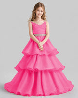 Hot Pink Ball Gown Girls Pageant Dresses Pose