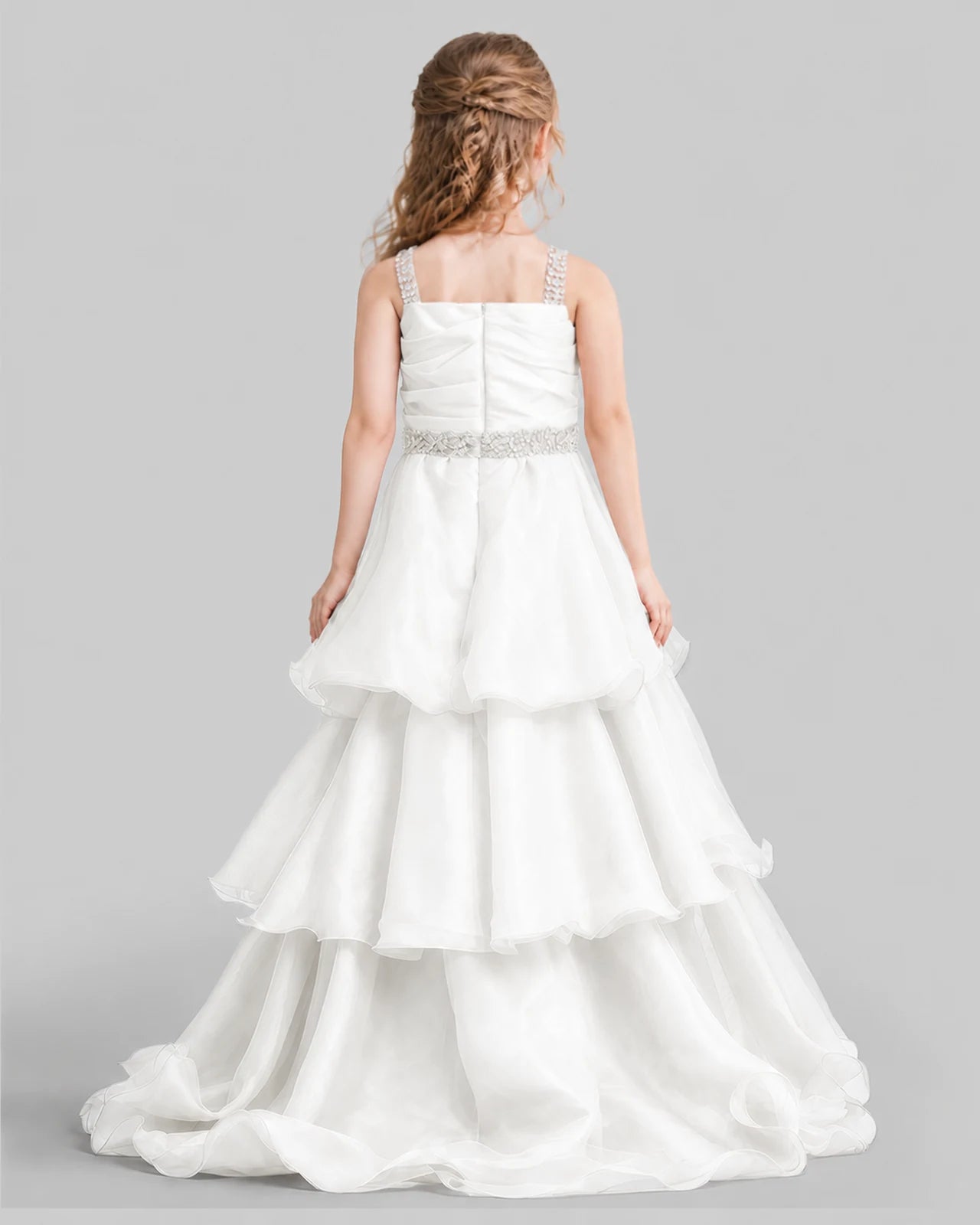 Ivory Ball Gown Girls Pageant Dresses Back