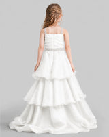 Ivory Ball Gown Girls Pageant Dresses Back