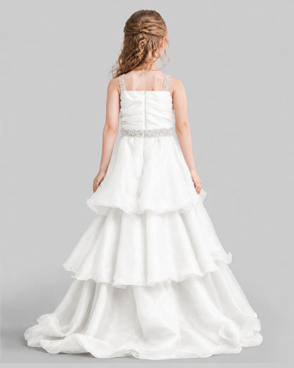 Ivory Ball Gown Girls Pageant Dresses Back