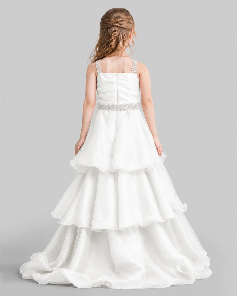 Ivory Ball Gown Girls Pageant Dresses Back