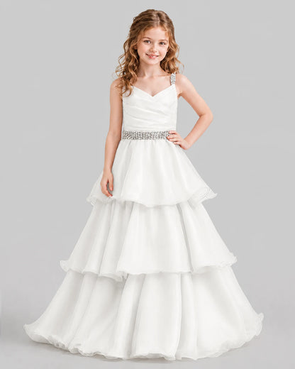 Ivory Ball Gown Girls Pageant Dresses Front