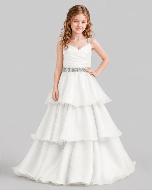 Ivory Ball Gown Girls Pageant Dresses Front