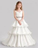 Ivory Ball Gown Girls Pageant Dresses Pose