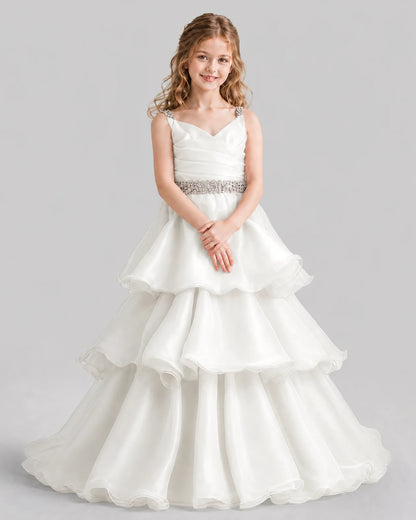 Ivory Ball Gown Girls Pageant Dresses Pose