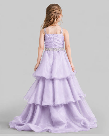 Lilac Ball Gown Girls Pageant Dresses Back