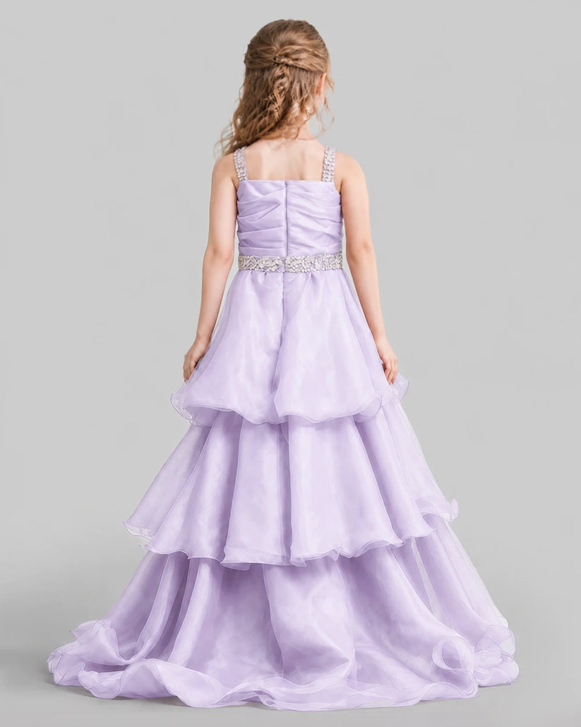 Lilac Ball Gown Girls Pageant Dresses Back