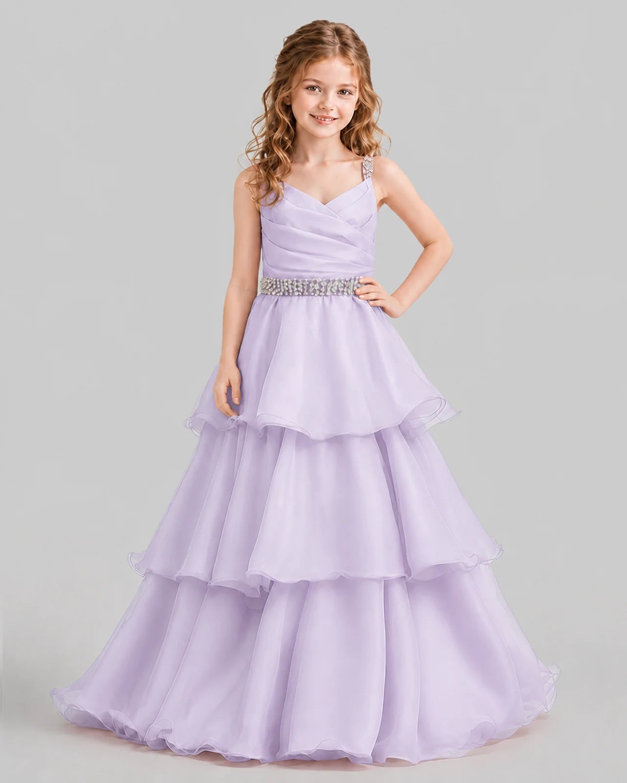 Lilac Ball Gown Girls Pageant Dresses Front